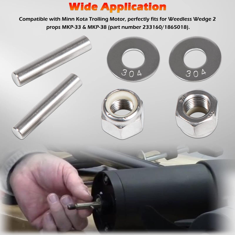 Bonbo MKP-34 Prop & Nut Kit E Perfectly Fits for Minn Kota Trolling Motor MKP-33 MKP-38 Propellers, Including Prop Nuts & Washers 1865019 - Image 2